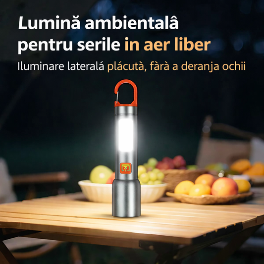 LumiMax Pro™ – Lanternă LED reîncărcabilă cu lampă de camping și cârlig