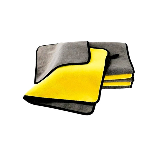 Prosop auto din microfibra 30x40 cm, gri si galben, utilizare pentru curatare si uscare