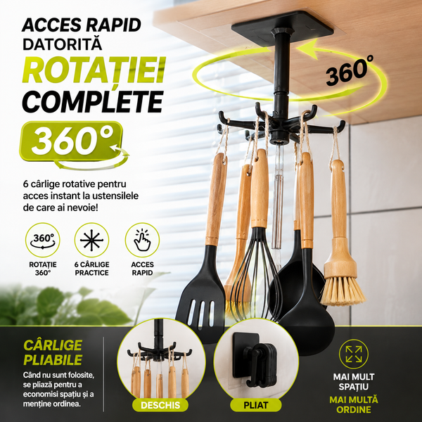 Set Organizatoare Rotative cu Cârlige Smart