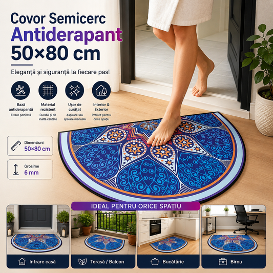 OFERTA 1+1 - Covor Semicerc Antiderapant 50x80 cm – Eleganță, Siguranță și Curățenie încă de la Intrare