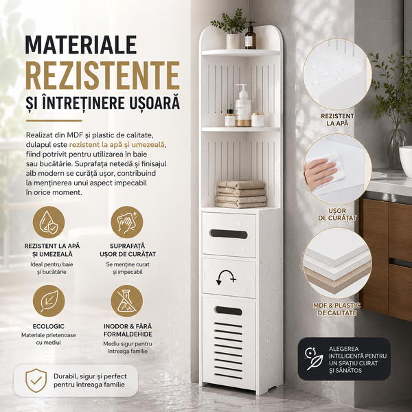 Dulap Vertical Alb Compact Multifuncțional