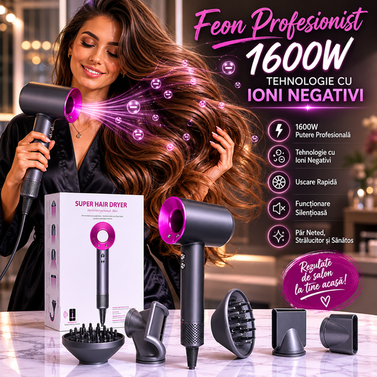 Feon Profesionist 1600W — Tehnologie cu Ioni Negativi