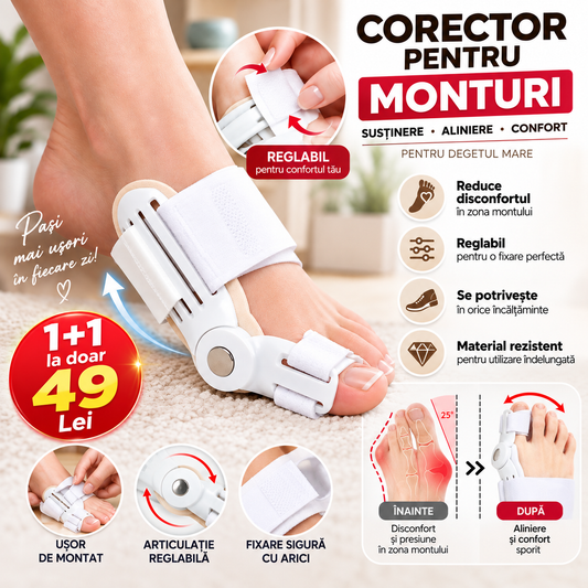 Corector Hallux Valgus Fix Confort reglabil pentru monturi – Susținere, aliniere și confort pentru degetul mare
