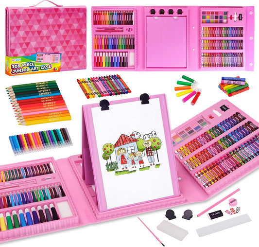 Set Artistic Complet 208 Piese cu Valiză și Șevalet – Tot ce are nevoie micul artist!