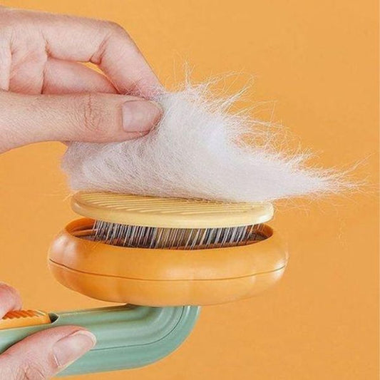Perie Par Animale in Forma de Dovleac cu Maner si Cap Floare pentru Par cu Buton de Autocuratare